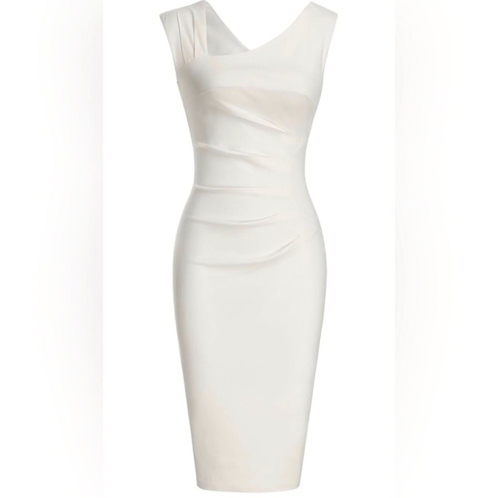 ❤️NWT! Belle Poque Retro White Stretch Sheath Dress